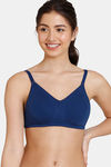 Zivame Beautiful Basics Double Layered Non Wired Full Coverage Backless Bra - Blue Depth — thumbnail 3